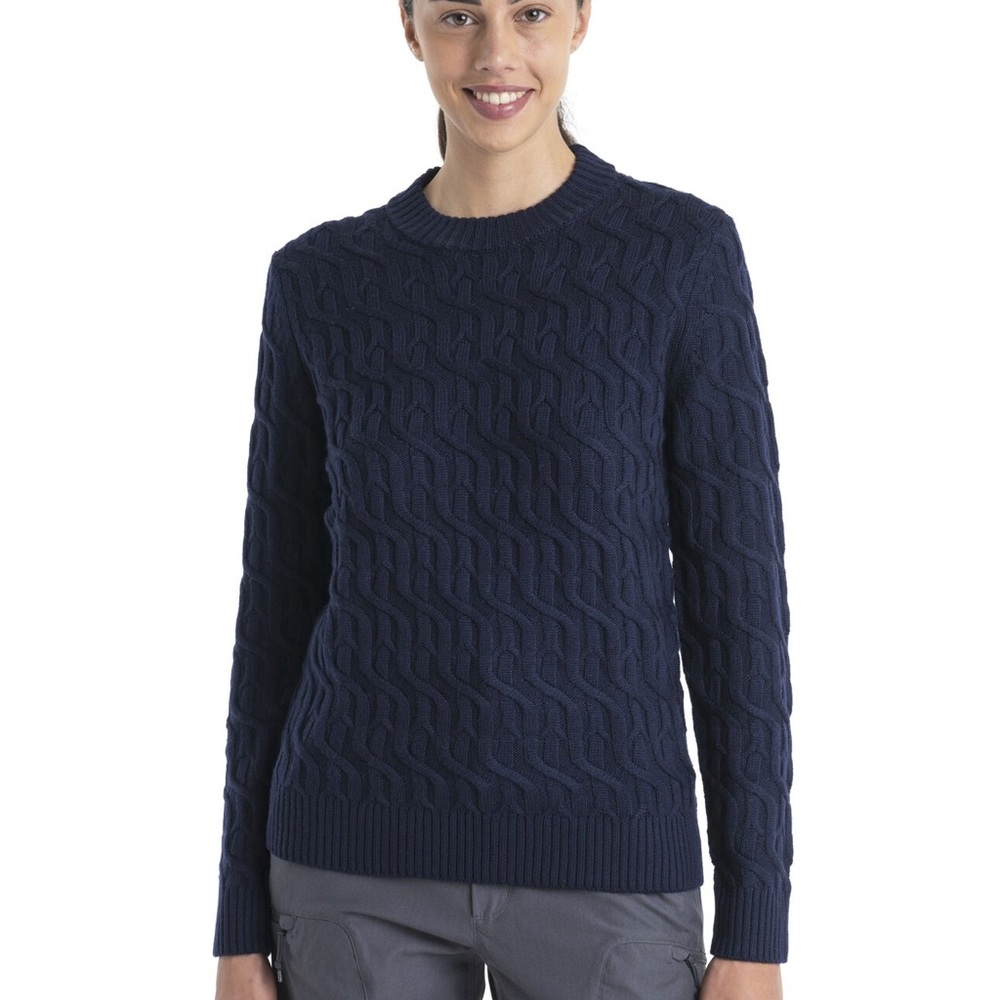 NWT Icebreaker Merino Cable Knit Herenga Crewe Sweater